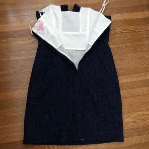 STUNNING navy eyelet strapless dress size 4 Lilly Pulitzer